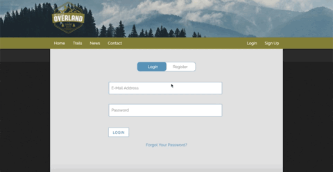 login and sign up page